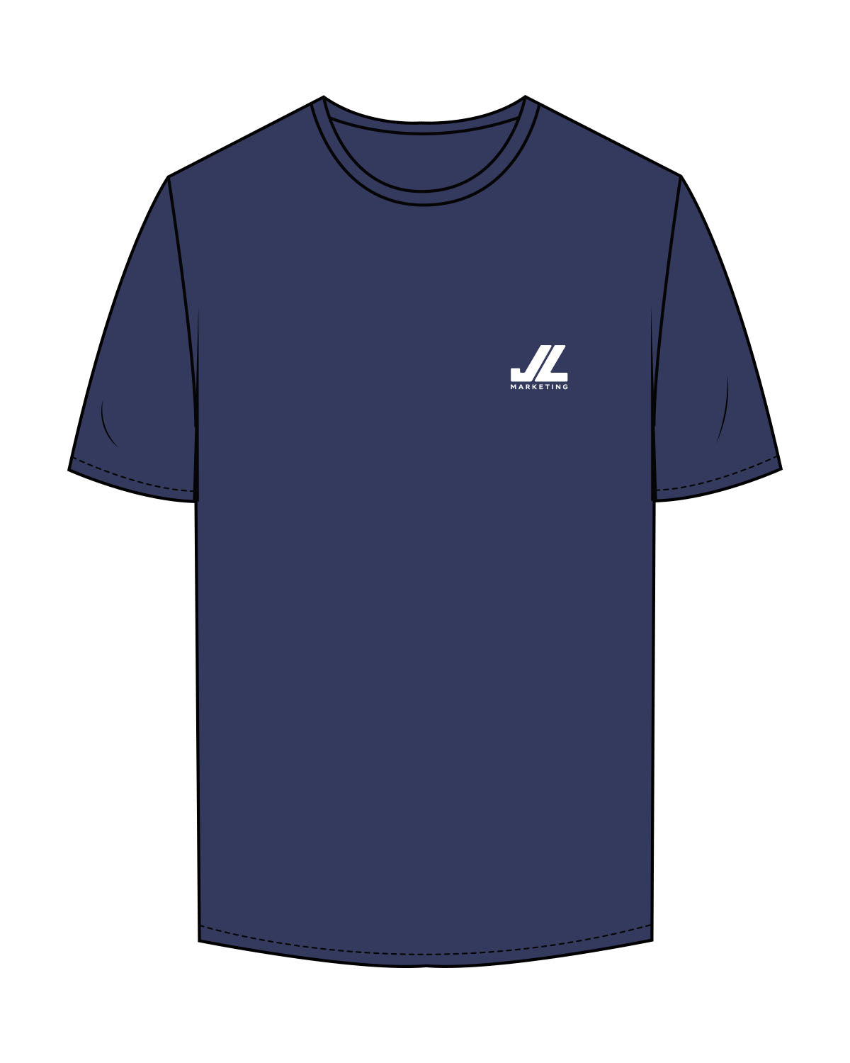 The Mens Tee - Cobalt - JL Marketing - Left Chest - Printed - White