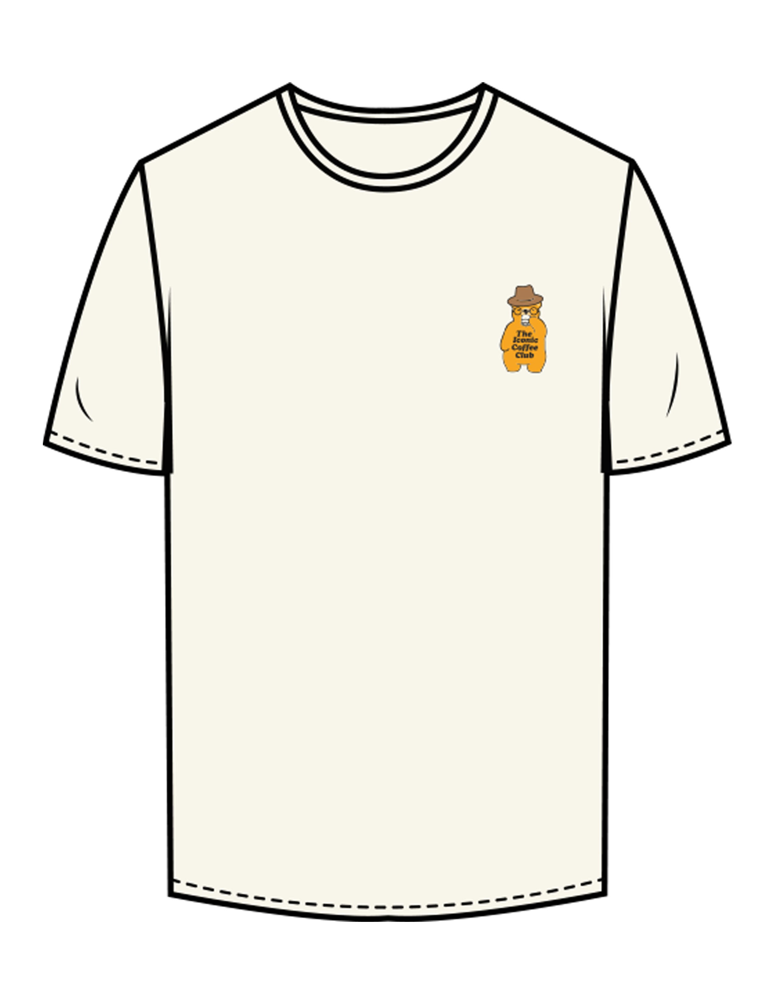 The Mens Tee - Off White - Try Smile Collective - Left Chest & Back Bear - Printed - Full Color