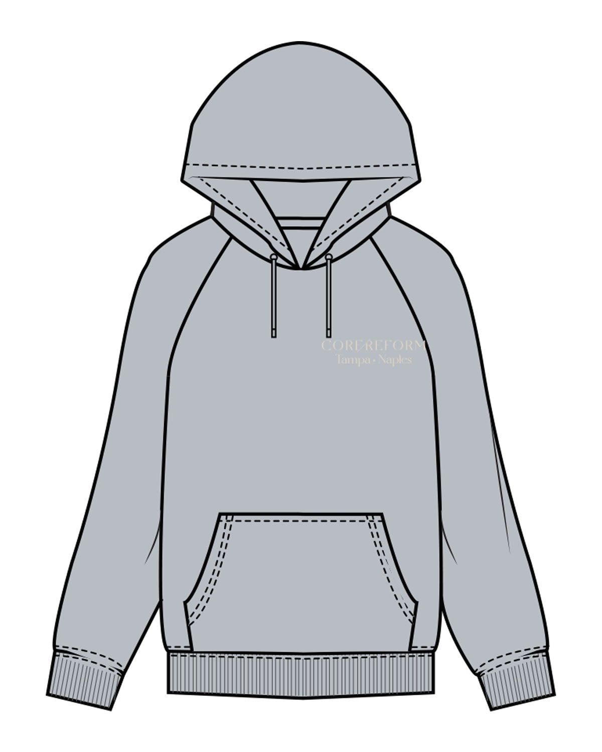 The Mens Classic Hoodie - Smoke - Core Reform - Left Chest & Back Left Corner - Printed - Ecru