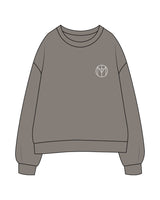 The Womens Crewneck - Washed Gray - Motivate Movement - Left Chest Round & Back Stacked - Printed - White