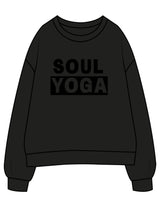 The Mens Crewneck - Black - SOUL YOGA - Center Chest Stacked - Printed - Tone on Tone