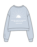 The Womens Heavyweight Crop - Denim Blue - Move Studio - Center Chest & Back Full - Printed - White