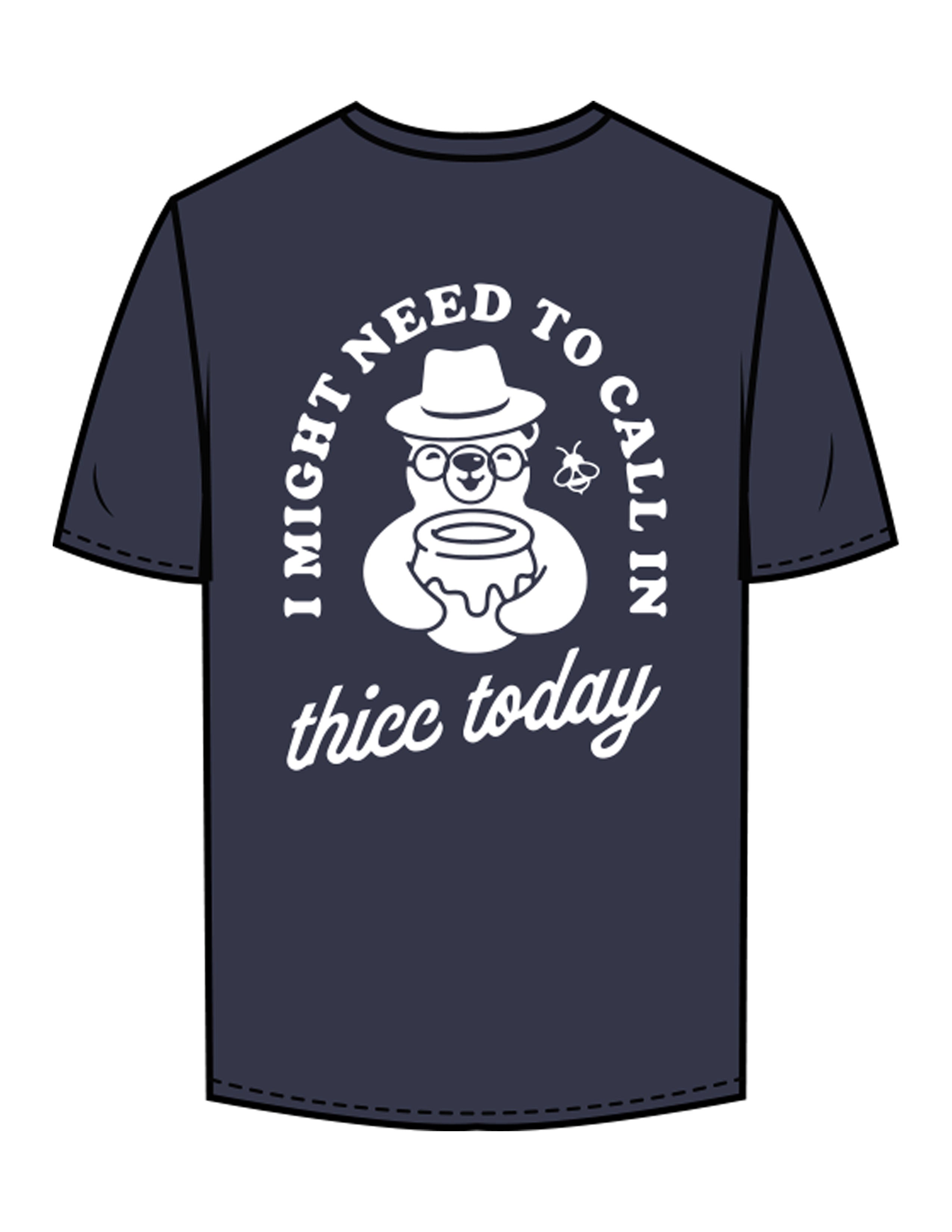The Mens Tee - Midnight - Try Smile Collective - Center Chest & Back Bear - Printed - White