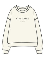 The Womens Crewneck - Off White - Fine Core Pilates - Center Chest Stacked - Printed - Black