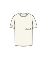 The Mens Tee - Off White - Drench -Front Left Centered Stacked & Right Sleeve Logo - Printed - Charcoal
