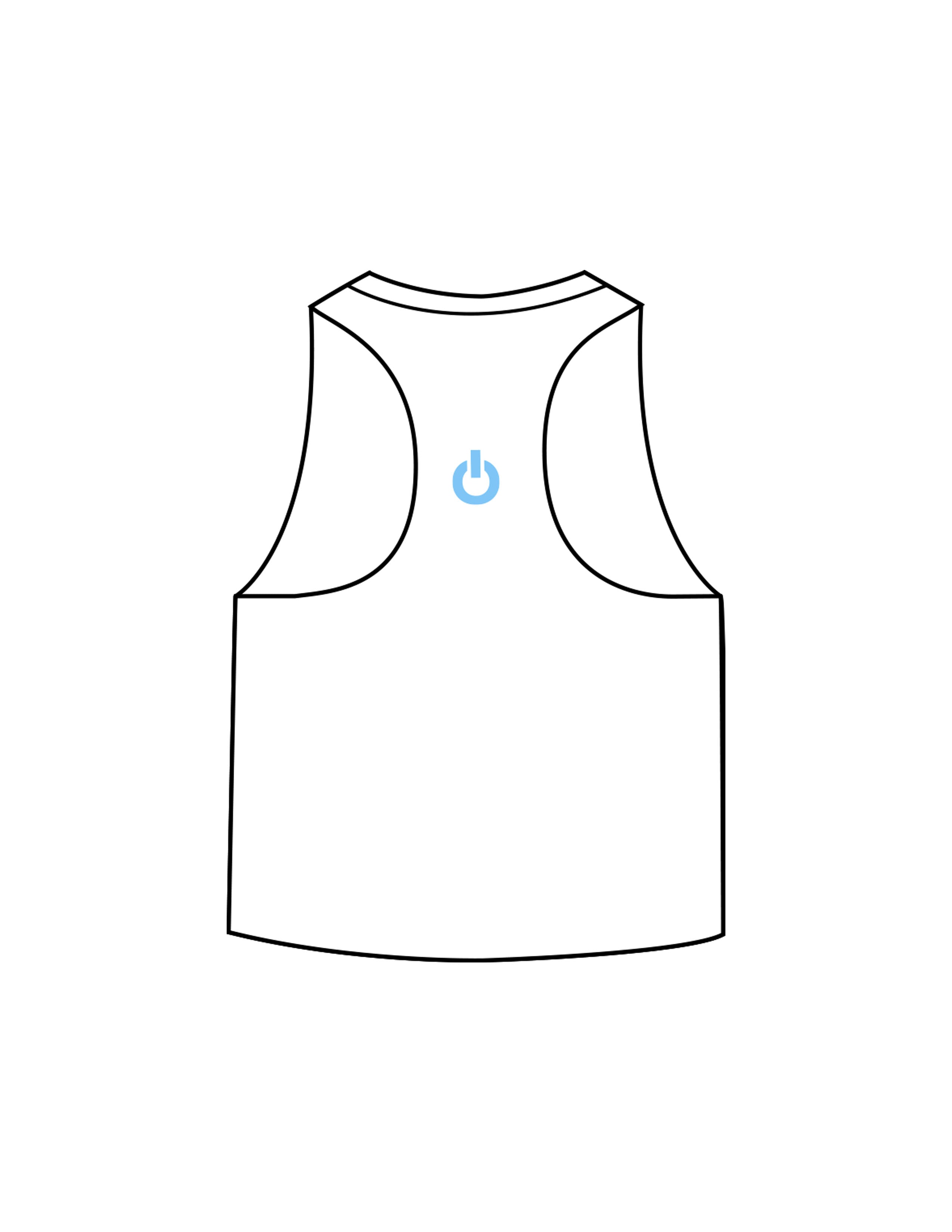 The Crop Muscle Racerback - White - Powerhouse Fitness - Left Chest Heart & Center Back - Printed - Teal