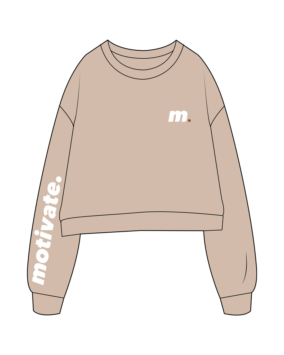 The Studio Crop - Taupe - Motivate Movement - Left Chest & Right Arm - Printed - Full Color