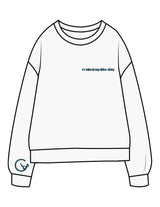 The Midweight Unisex Crewneck - Washed White - Movement With Chels - Left Chest & Right Sleeve - Back Stacked - Printed - Dark Blue