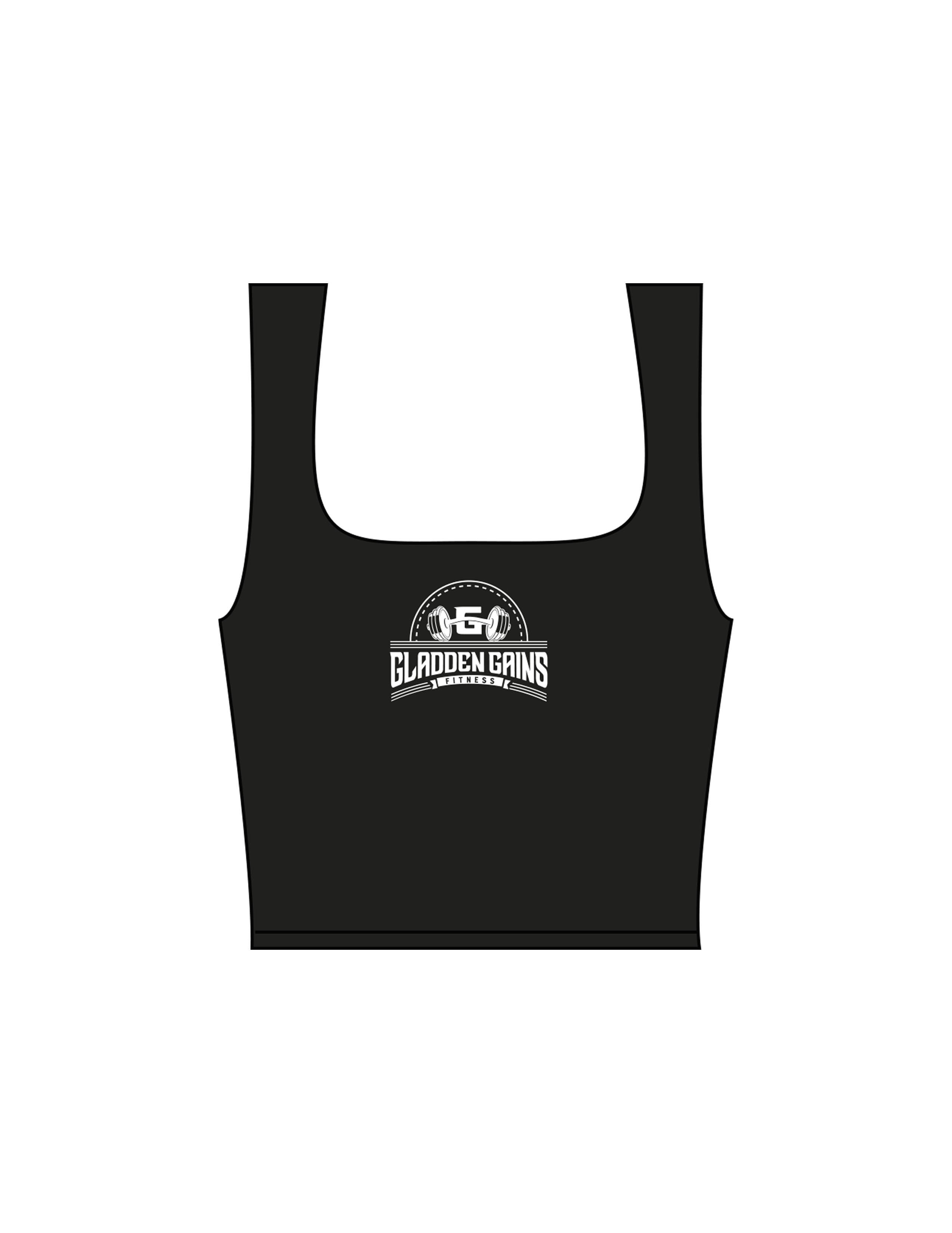 The Square Neck Tank - Black - Gladden Gains - Center Chest - Printed - White