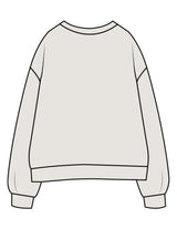 The Womens Crewneck - Washed Bone - Fine Core Pilates - Center Chest Stacked - Printed - Black