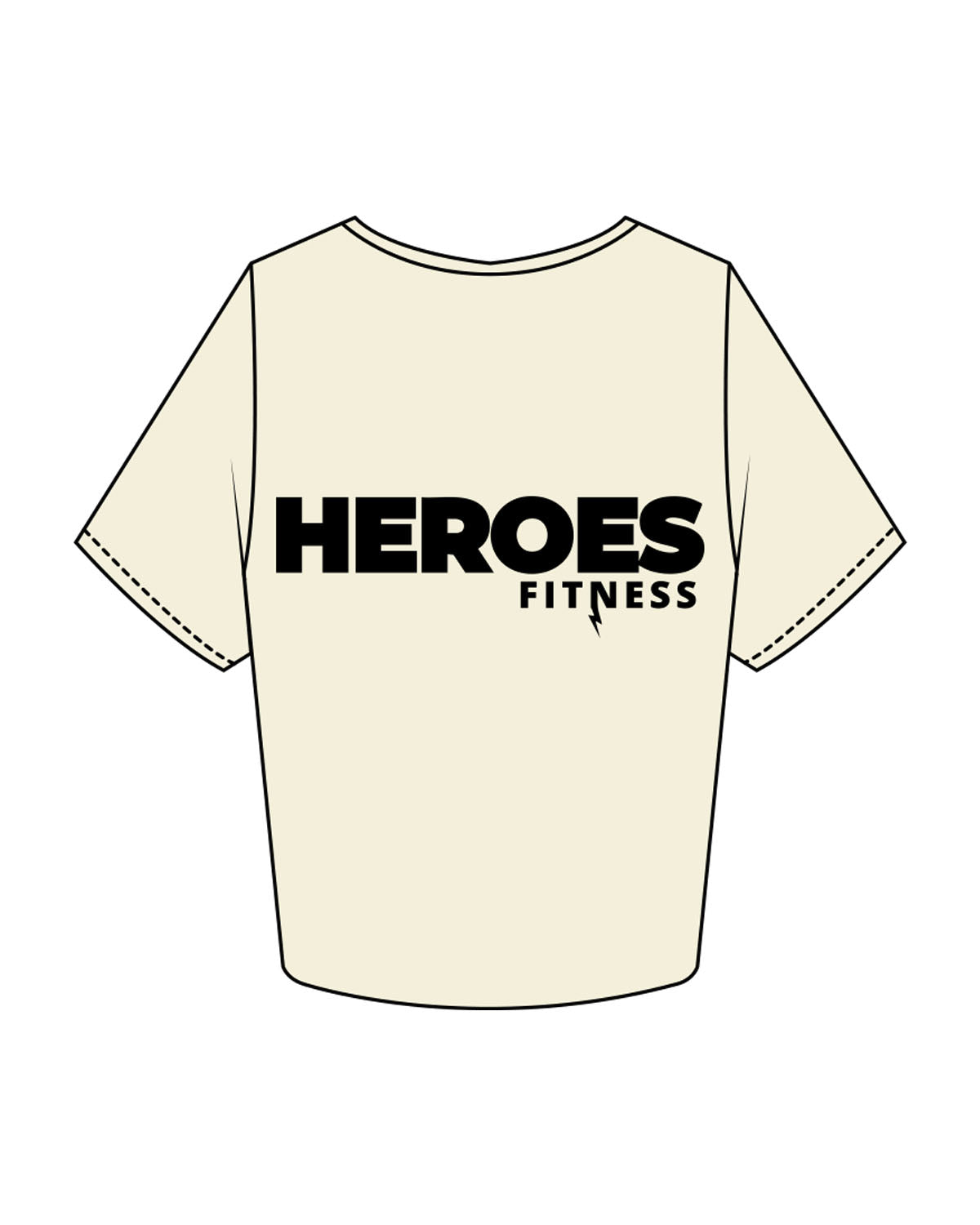 The Crop Tee - Butter - Heroes Fitness - Left Chest "TRAINER" & Back Stacked - Printed - Black