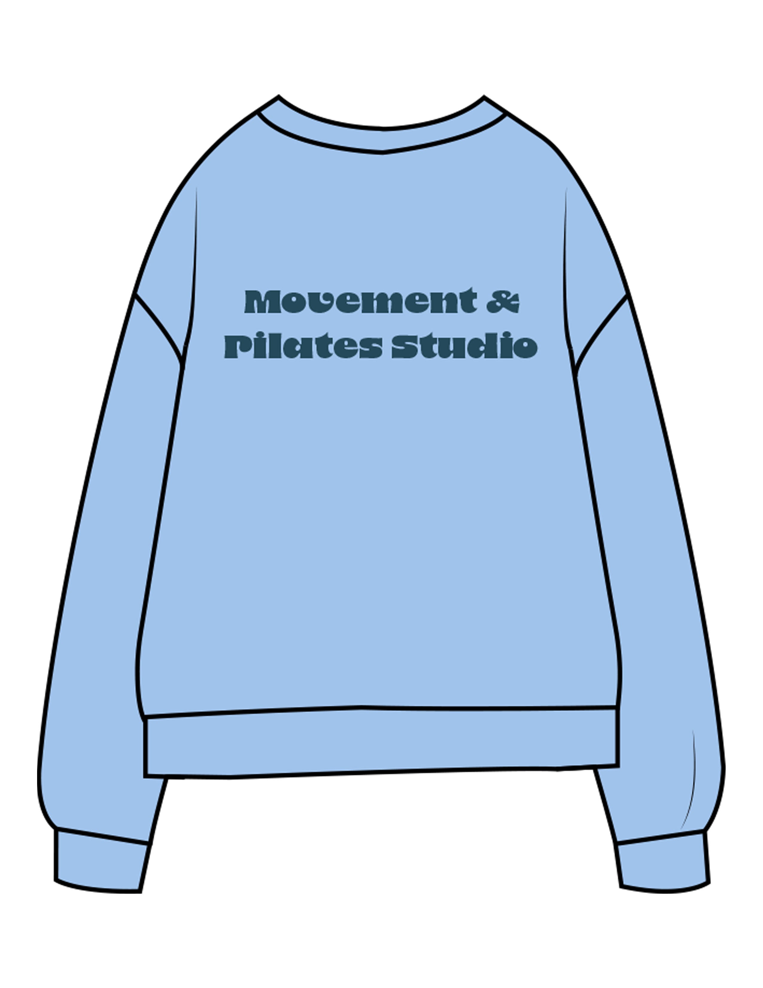 The Midweight Unisex Crewneck - Washed Light Blue - Movement With Chels - Left Chest & Right Sleeve - Back Stacked - Printed - Dark Blue