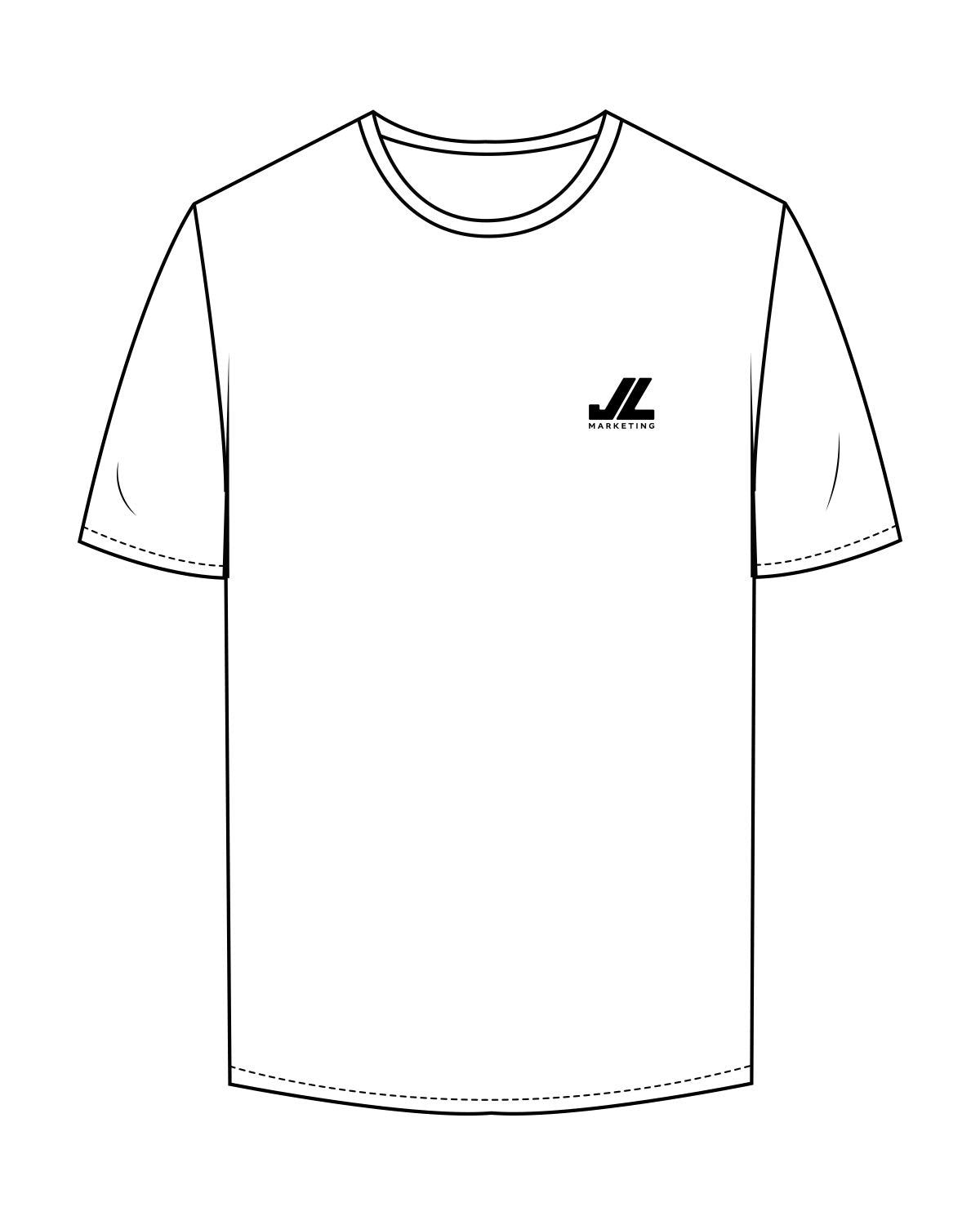 The Mens Tee - White - JL Marketing - Left Chest - Printed - Black