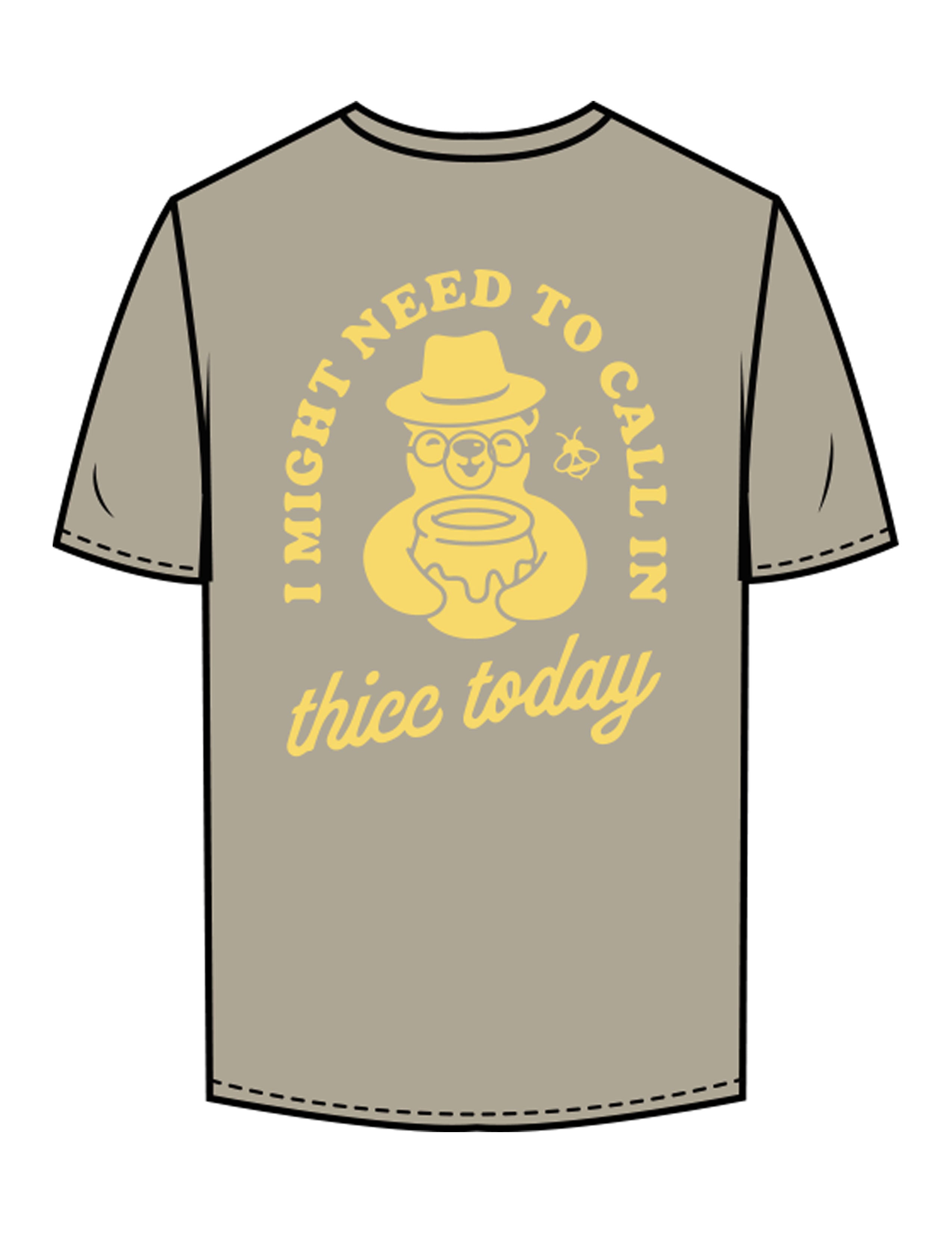 The Mens Tee - Mushroom - Try Smile Collective - Center Chest & Back Bear - Printed - Light Yellow