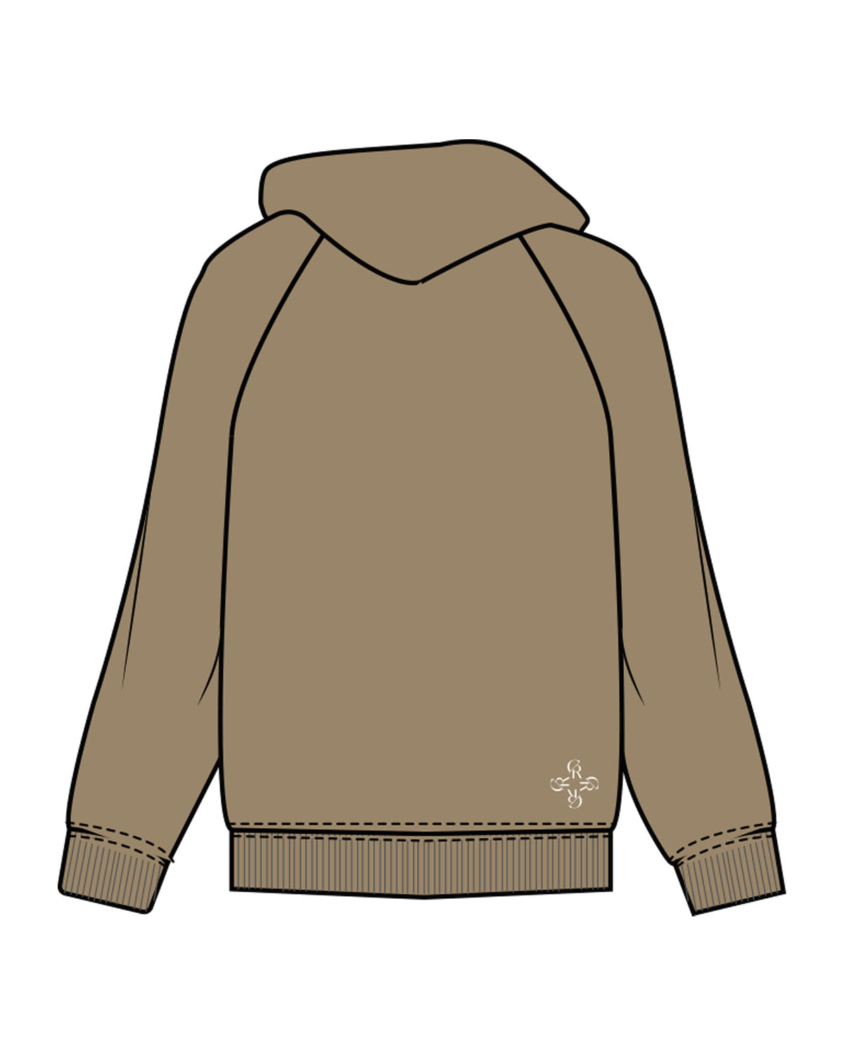 The Mens Classic Hoodie - Sand - Core Reform - Left Chest & Back Left Corner - Printed - White