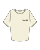 The Crop Tee - Butter - Heroes Fitness - Left Chest "TRAINER" & Back Stacked - Printed - Black