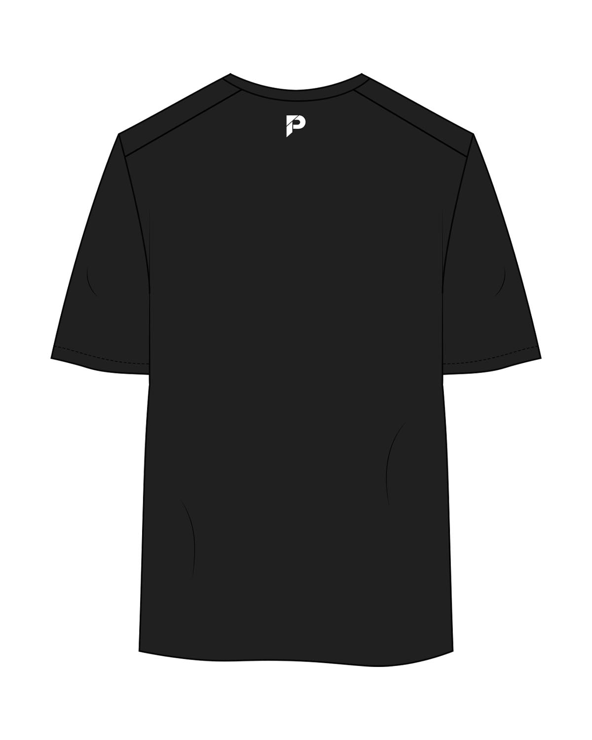 The Mens Active Tee - Black - The Platform Studio - Left Chest Stacked & Center Back Neckline - Printed - White