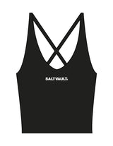 The Sporty Strappy Tank - Black - Saltvault - Center Chest - Printed - White