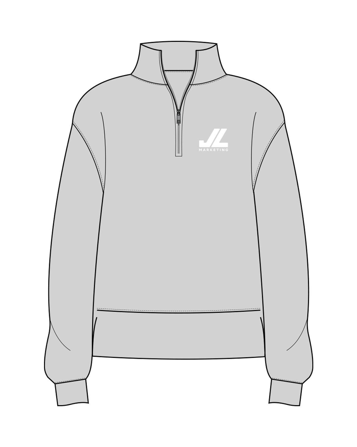 The Mens 1/4 Zip - Heather - JL Marketing - Left Chest - Embroidered - White