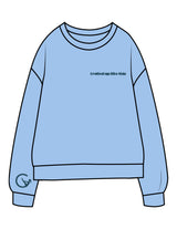 The Midweight Unisex Crewneck - Washed Light Blue - Movement With Chels - Left Chest & Right Sleeve - Back Stacked - Printed - Dark Blue