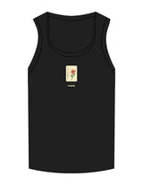 The Micro Rib Full Length Tank - Black - Barnes. The Label - Chest Flower - Printed - Full Color