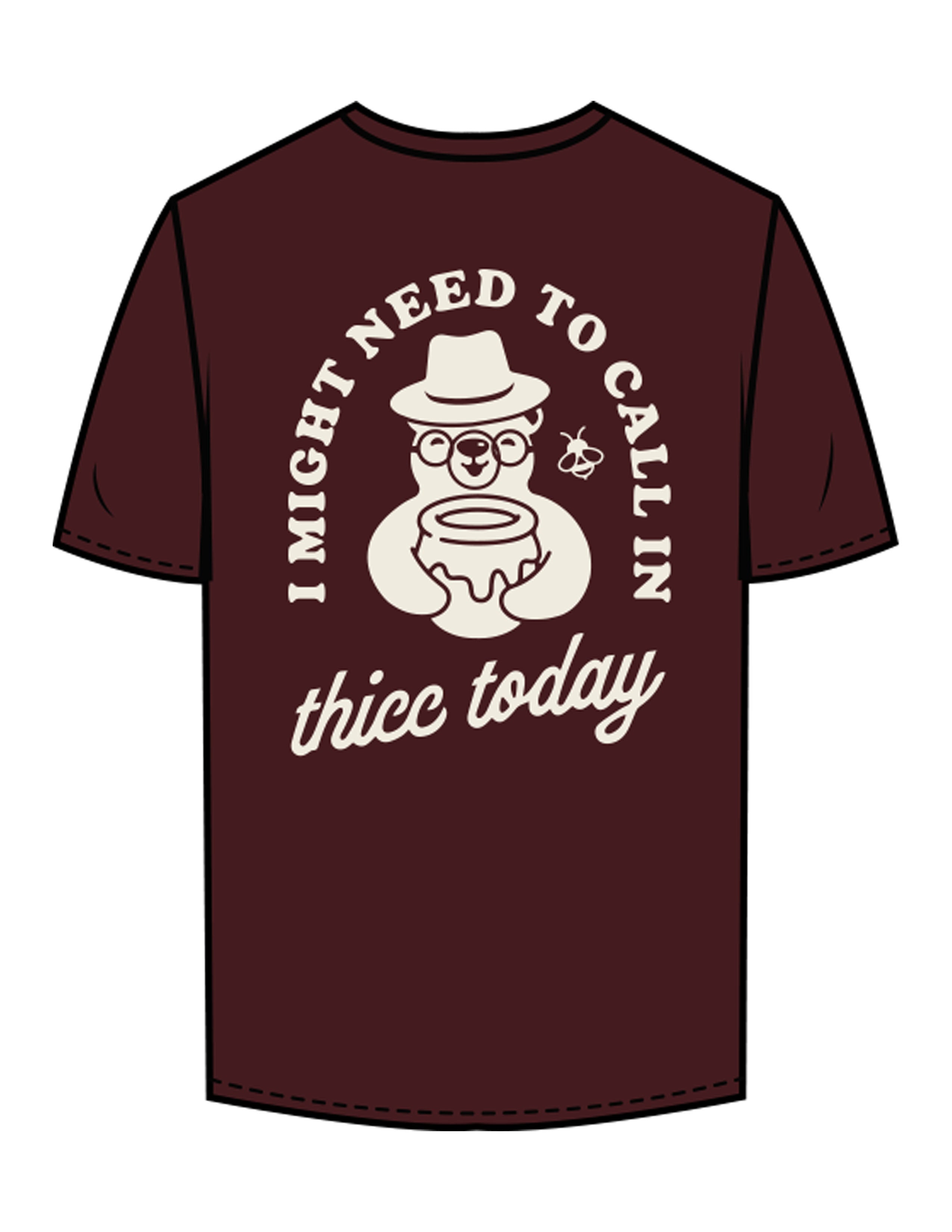 The Mens Tee - Maroon - Try Smile Collective - Center Chest & Back Bear - Printed - Off White