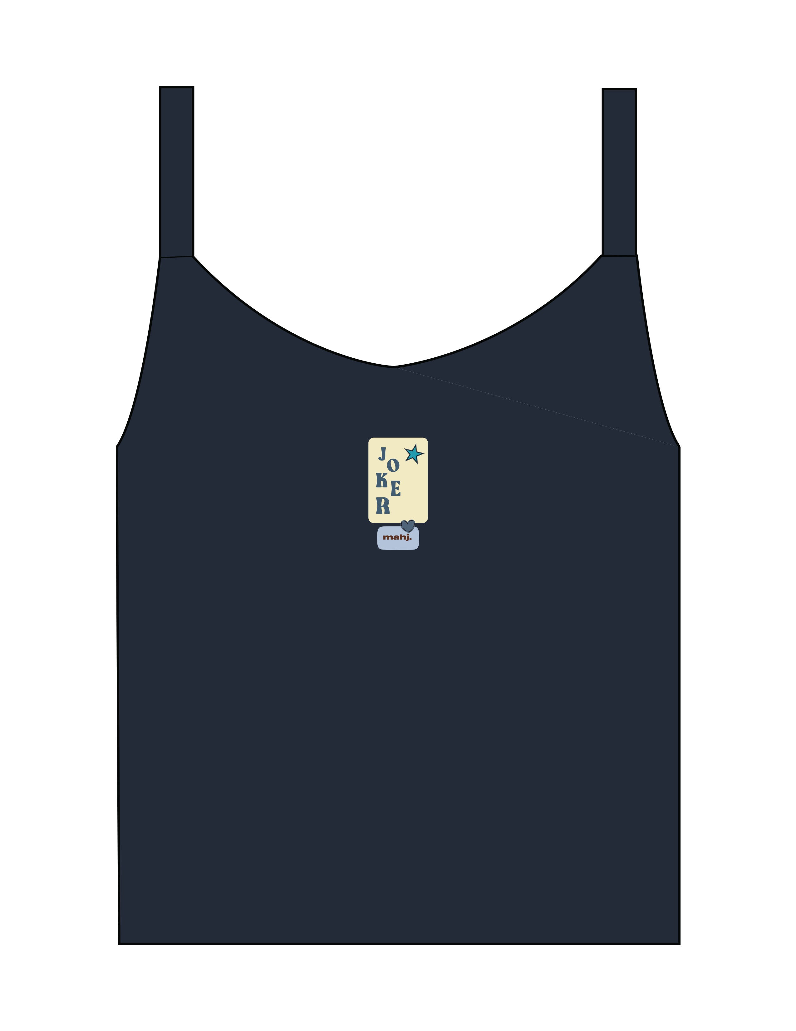 The Micro Rib Strappy Crop Tank - Navy - Barnes. The Label - Chest Joker - Printed - Full Color