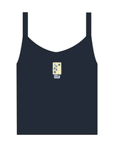 The Micro Rib Strappy Crop Tank - Navy - Barnes. The Label - Chest Joker - Printed - Full Color