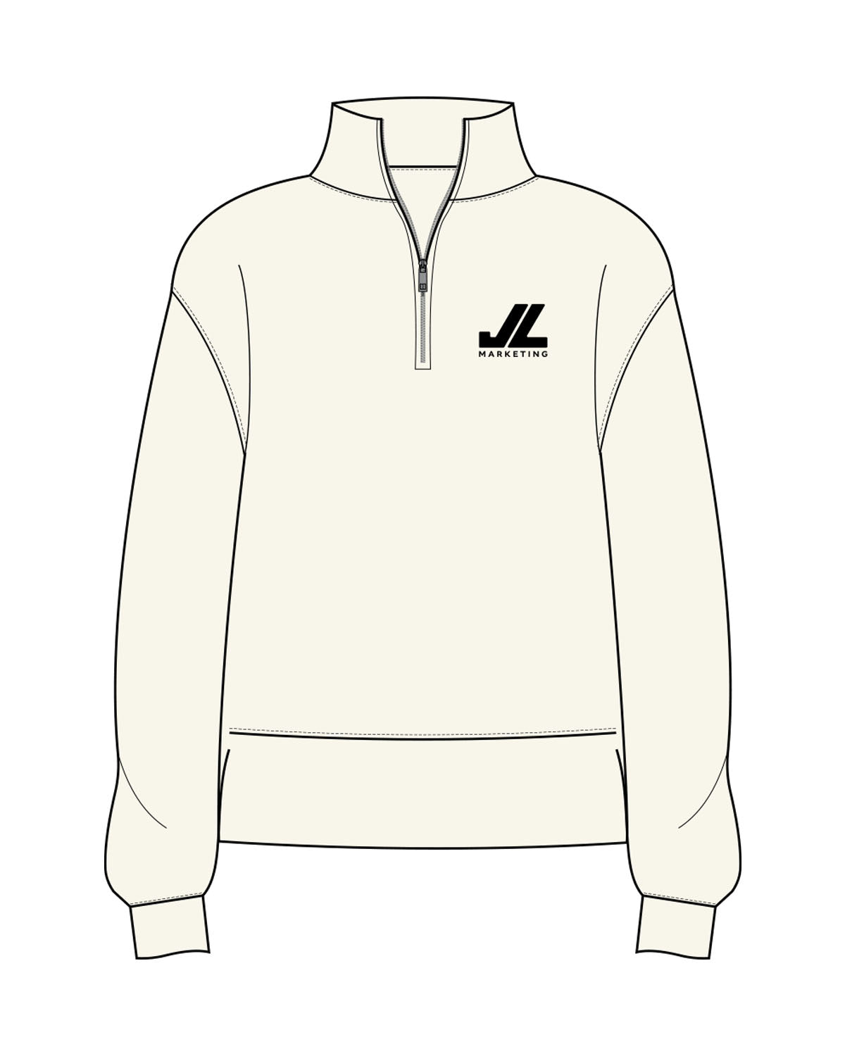 The Mens 1/4 Zip - Off White - JL Marketing - Left Chest - Embroidered - Black