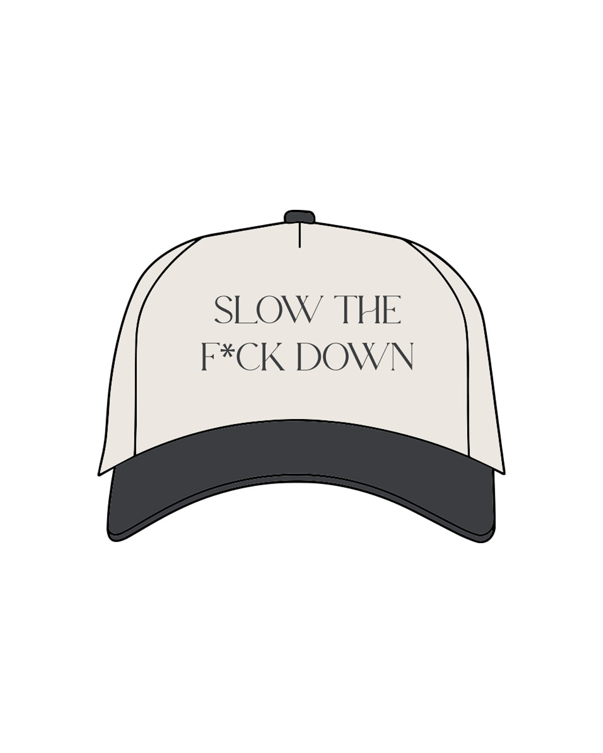 The Canvas Cap - Natural / Coal - CORE REFORM - Center Crown "Printed" & Left side "Embroidered" -  Coal