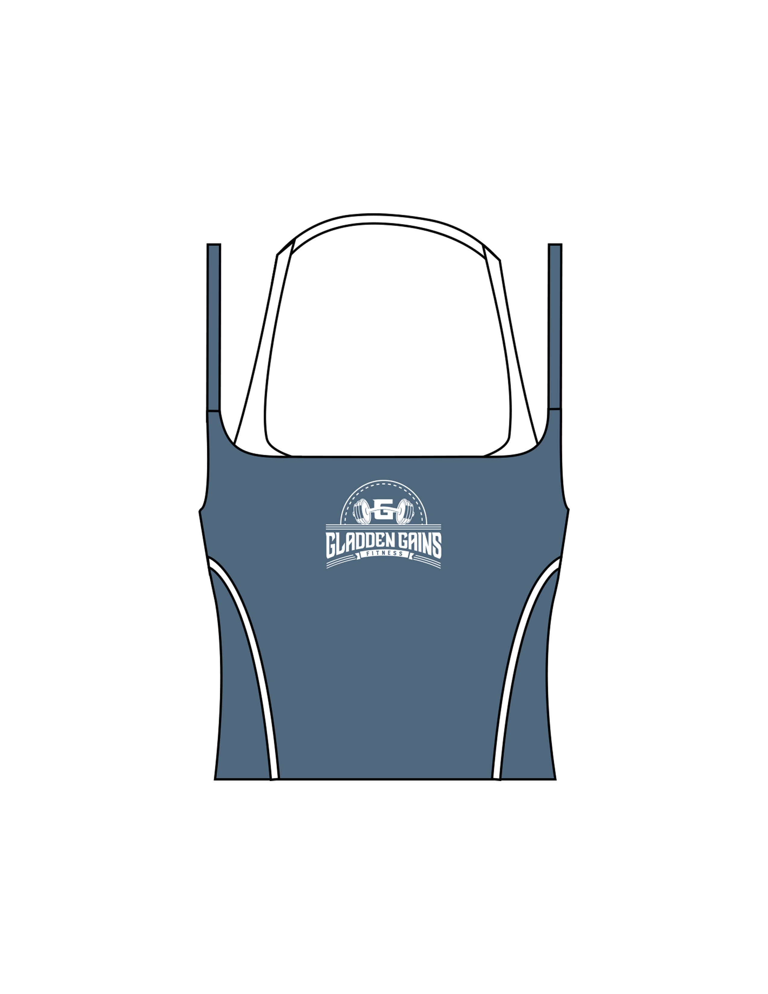 The Piped Tank - Teal - Gladden Gains - Center Chest - Printed - White