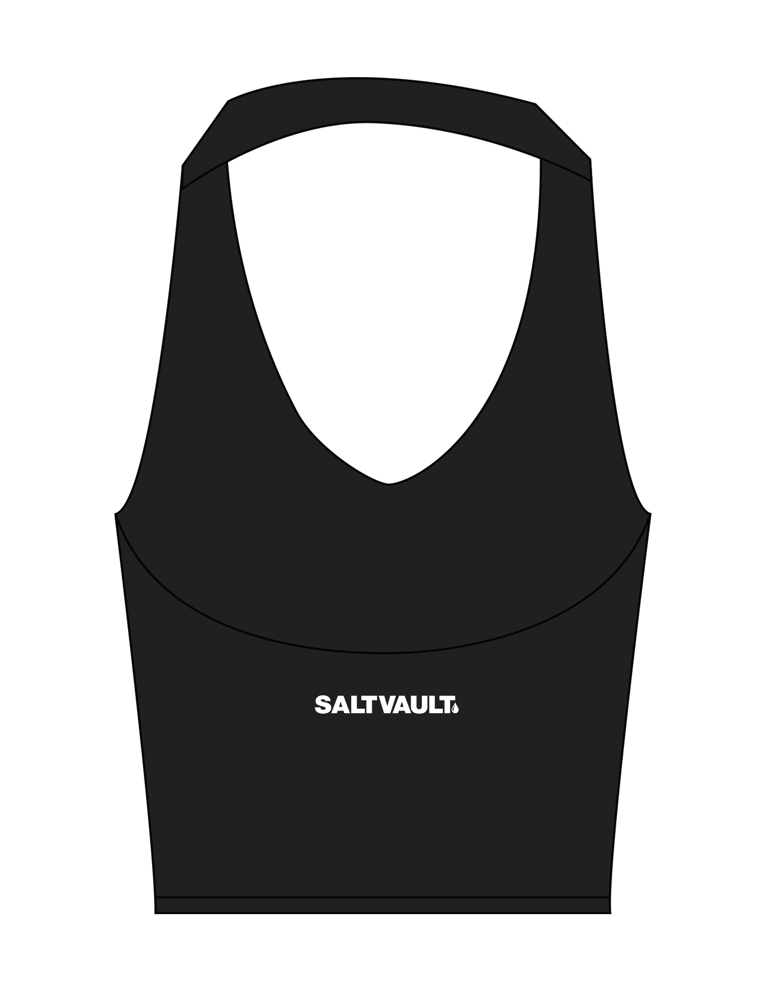 The Halter Tank - Black - Saltvault - Center Back - Printed - White