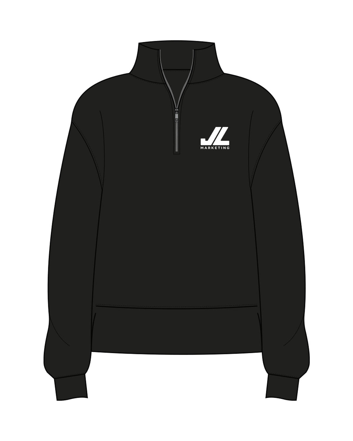 The Mens 1/4 Zip - Black - JL Marketing - Left Chest - Embroidered - White