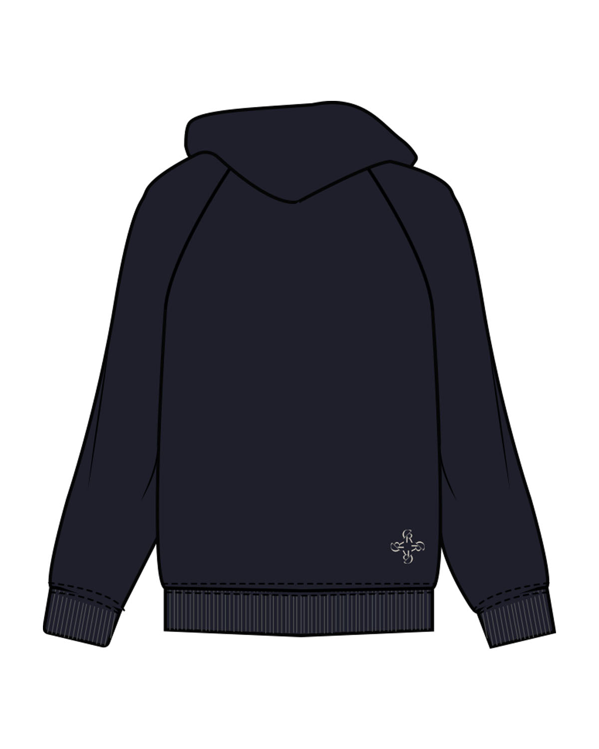 The Mens Classic Hoodie - Navy - Core Reform - Left Chest & Back Left Corner - Printed - Ecru