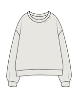 The Womens Crewneck - Washed Bone - Heroes Fitness - Front Neckline - Embroidered - Tone on Tone
