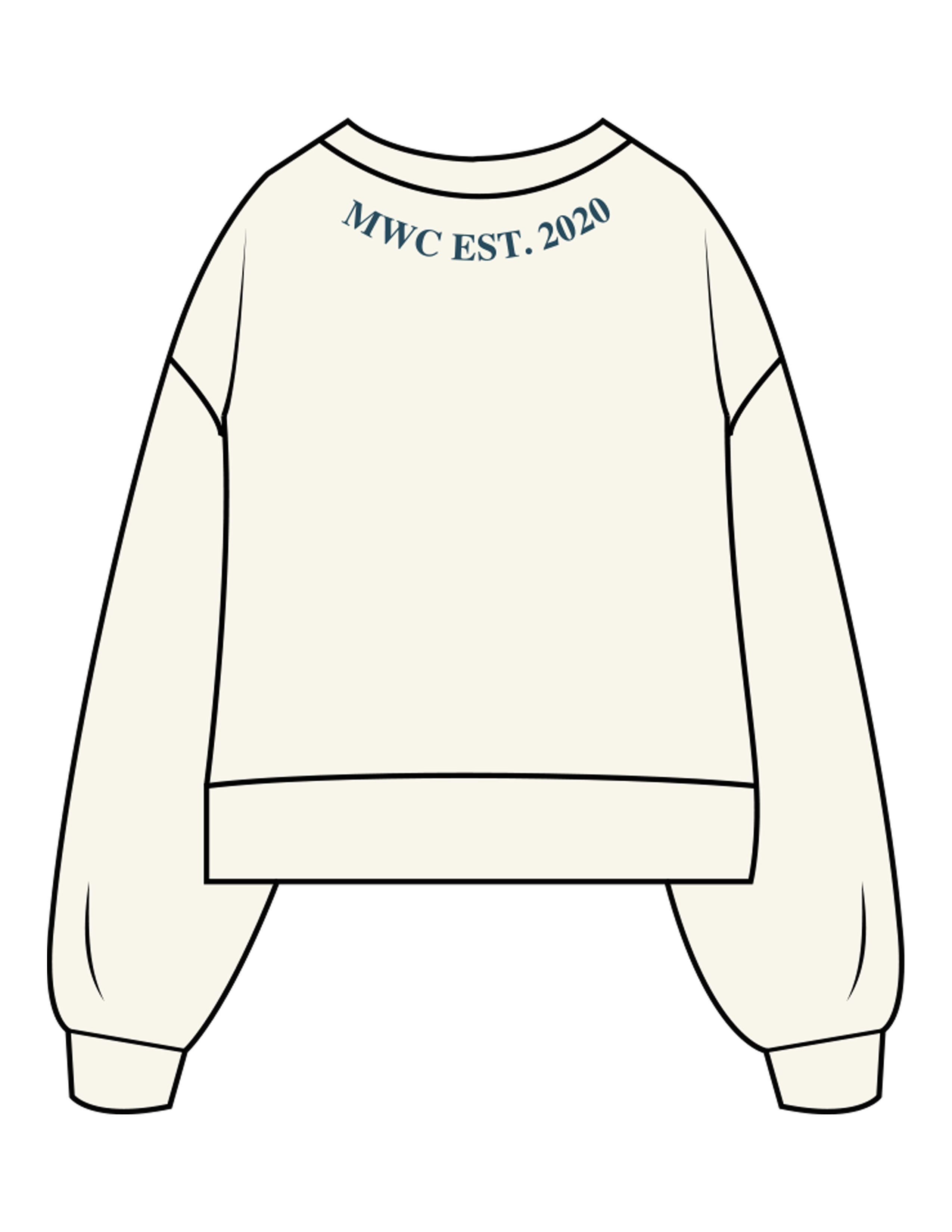 The Womens Heavyweight Crop - Off White - Movement With Chels - Chest Stacked & Back Neckline - Printed - Dark Blue