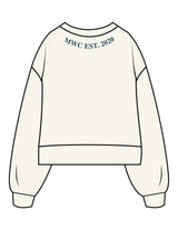 The Womens Heavyweight Crop - Off White - Movement With Chels - Chest Stacked & Back Neckline - Printed - Dark Blue