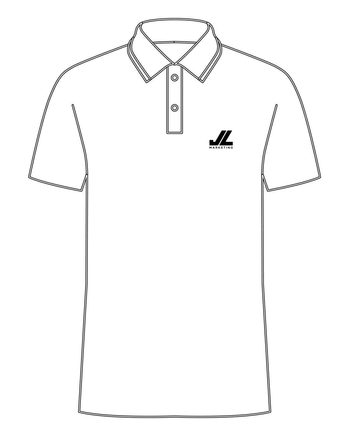 The Mens Polo - White - JL Marketing - Left Chest "JL" - Embroidered - Black