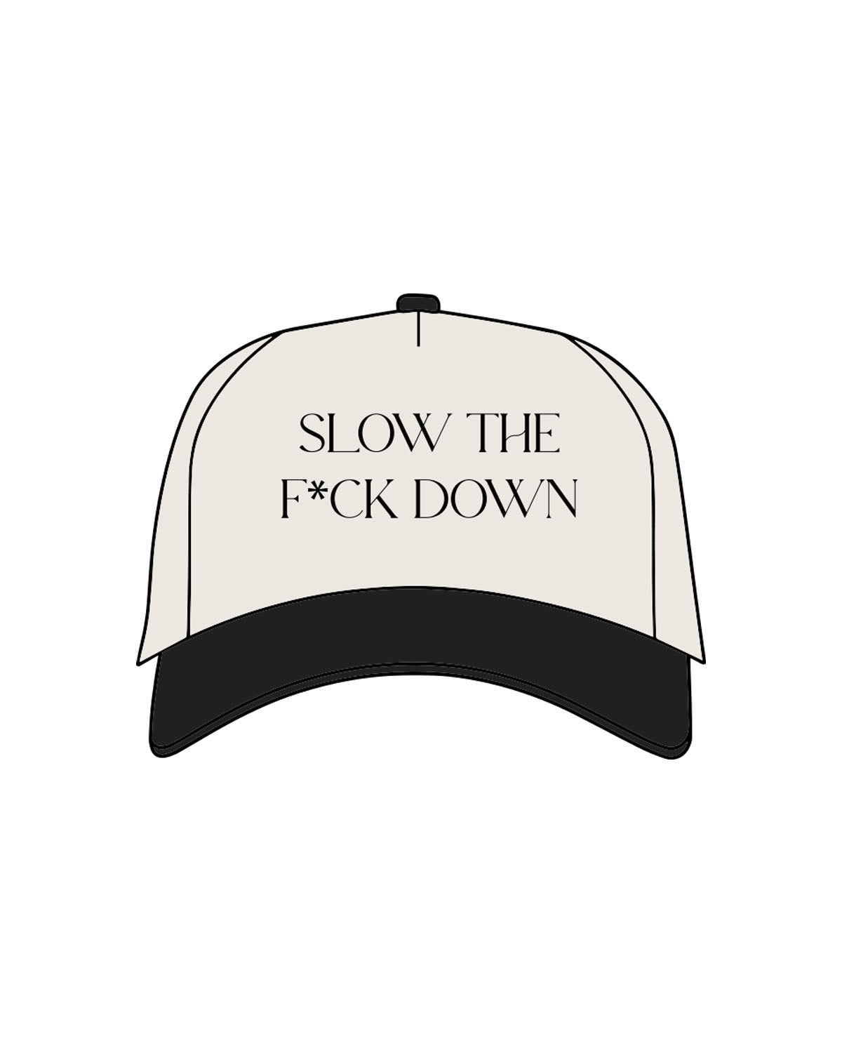 The Canvas Cap - Natural / Black - CORE REFORM - Center Crown "Printed" & Left side "Embroidered" -  Black