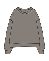 The Womens Crewneck - Washed Gray - Heroes Fitness - Front Neckline - Embroidered - Bone
