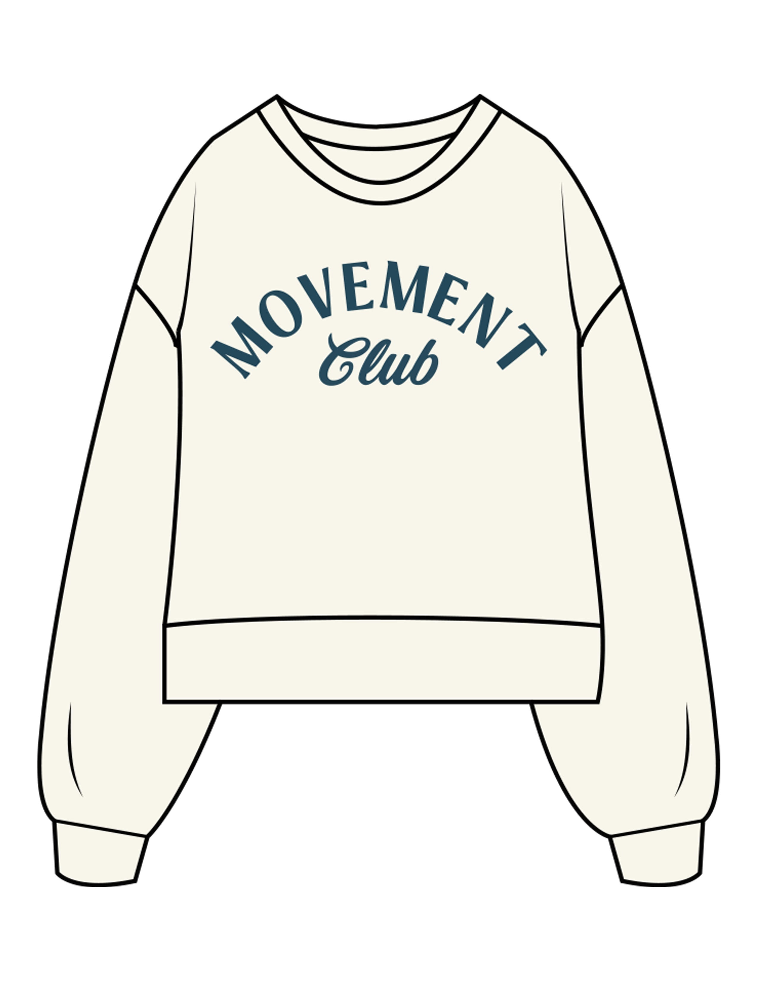 The Womens Heavyweight Crop - Off White - Movement With Chels - Chest Stacked & Back Neckline - Printed - Dark Blue