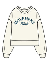 The Womens Heavyweight Crop - Off White - Movement With Chels - Chest Stacked & Back Neckline - Printed - Dark Blue