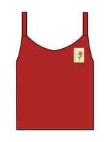 The Micro Rib Strappy Crop Tank - Red - Barnes. The Label - Left Chest Flower - Printed - Full Color