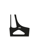 The One Shoulder Bra - Black - Gladden Gains - Center Back - Printed - White