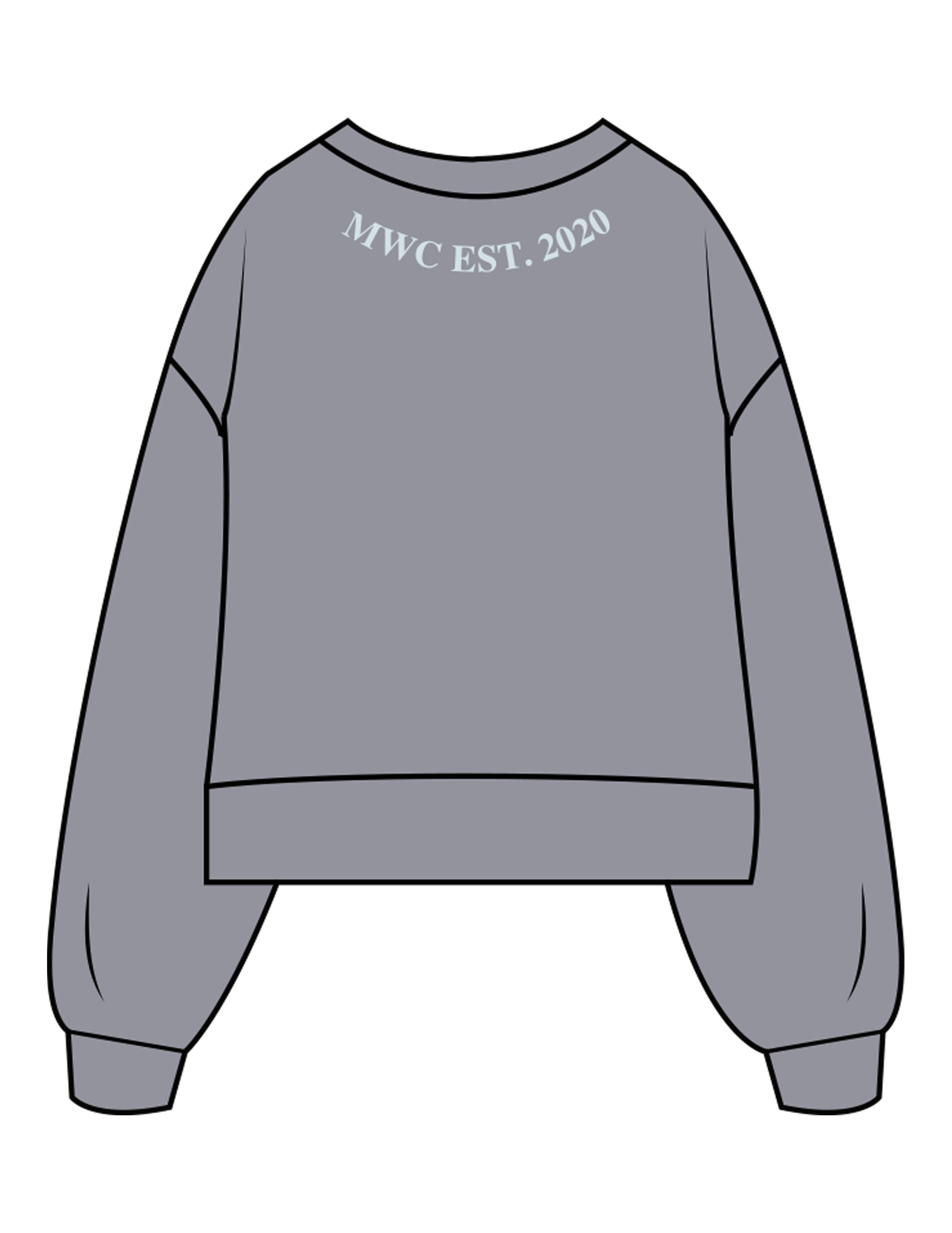 The Womens Heavyweight Crop - Graphite - Movement With Chels - Chest Stacked & Back Neckline - Printed - Light Blue
