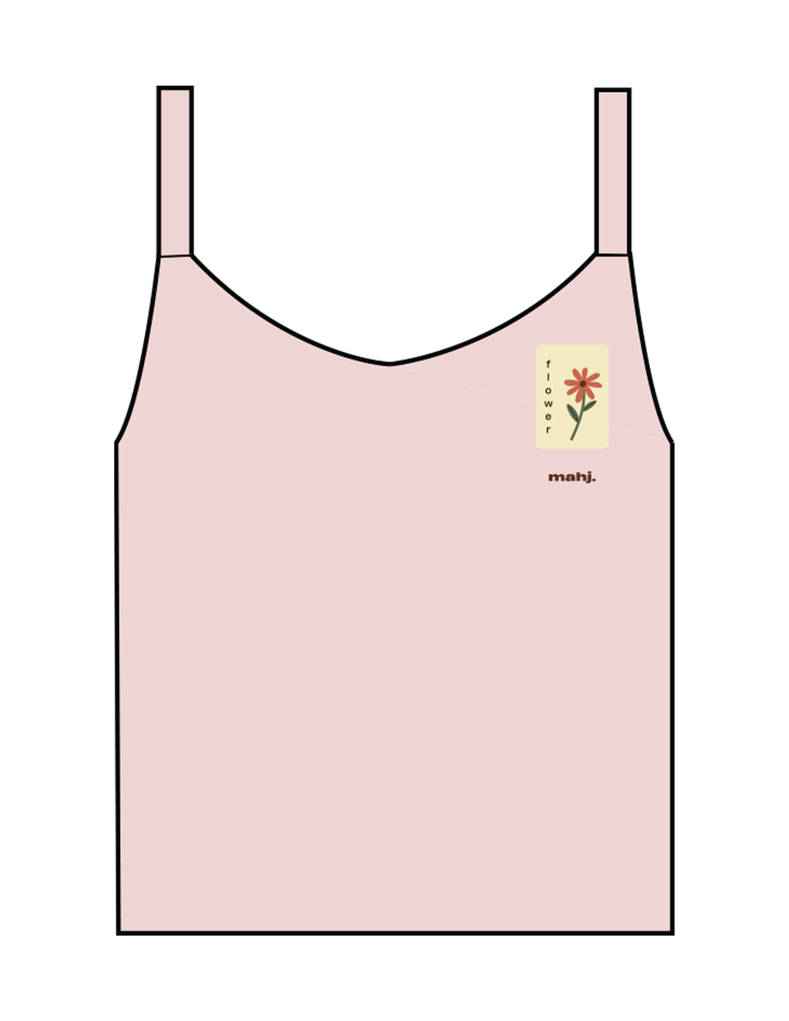 The Micro Rib Strappy Crop Tank - Pink - Barnes. The Label - Left Chest Flower - Printed - Full Color