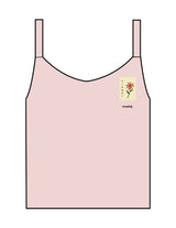 The Micro Rib Strappy Crop Tank - Pink - Barnes. The Label - Left Chest Flower - Printed - Full Color