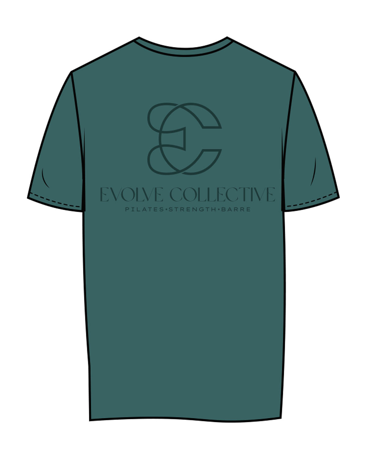 The Womens Tee - Jade - Evolve Collective - Left Chest & Back Stacked - Printed - Tone on Tone