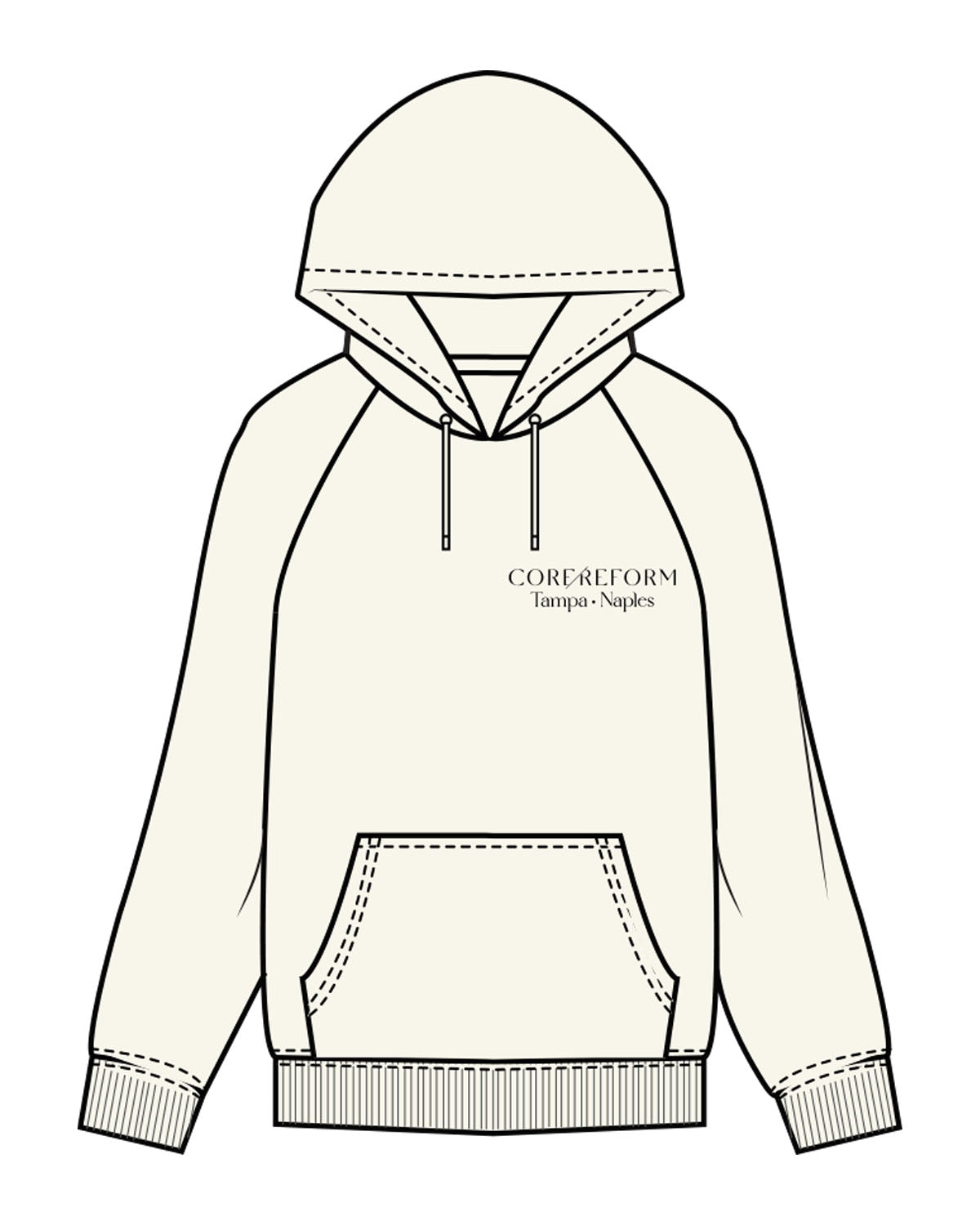 The Mens Classic Hoodie - Off White - Core Reform - Left Chest & Back Left Corner - Printed - Charcoal