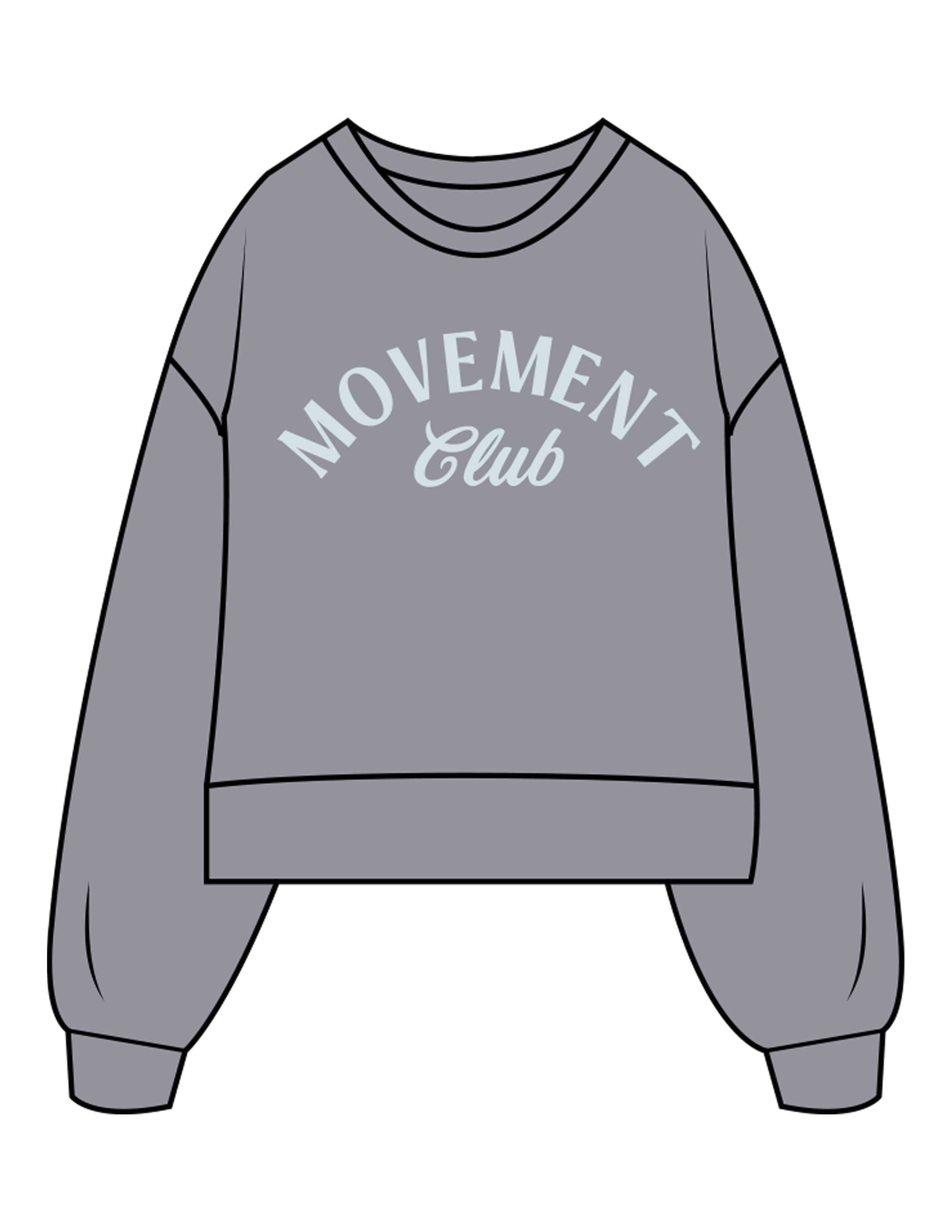 The Womens Heavyweight Crop - Graphite - Movement With Chels - Chest Stacked & Back Neckline - Printed - Light Blue